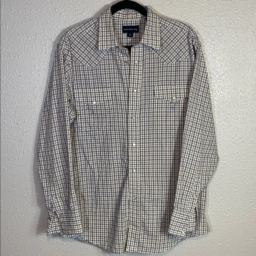 Panhandle Slim Men’s Western Pearl Snap Shirt – Plaid Long Sleeve Size 16 / 35 - Picture 9 of 9